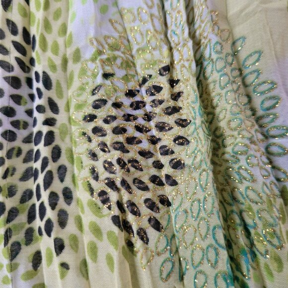 Cato Womens XL‎ Peasant Flowy Top Boho Festival Spring Summer Green Blue Floral - Picture 4 of 11